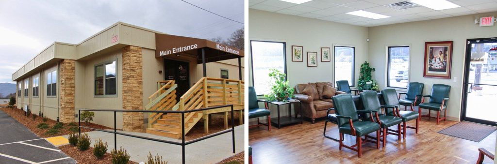 Modular medical clinic exterior and high end waiting area 